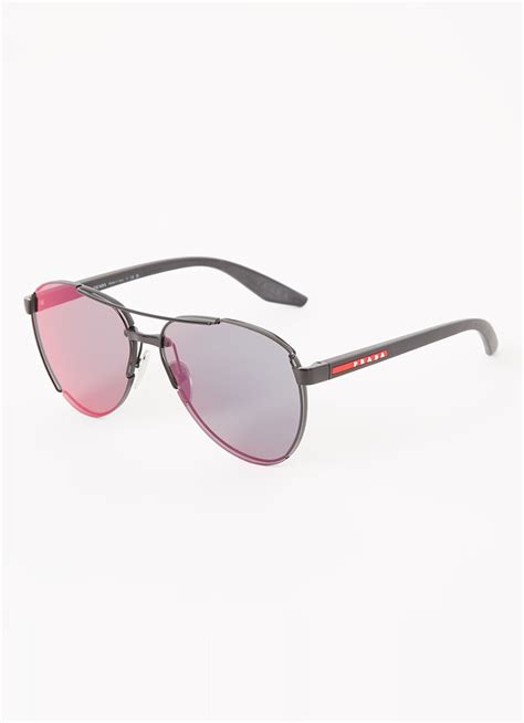 Prada Linea Rossa Piloten zonnebril PSA51S • Zwart 